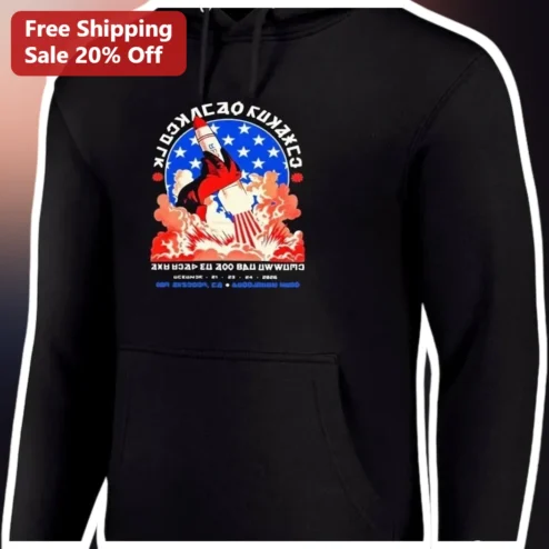 Chicago Rocks Hoodie Patriotic Space Rocket American Flag Design Pullover for Men Women