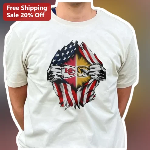 Chiefs vs LSU Superhero Rip Shirt Tee Kansas City Chiefs and LSU Tigers Fan Gift