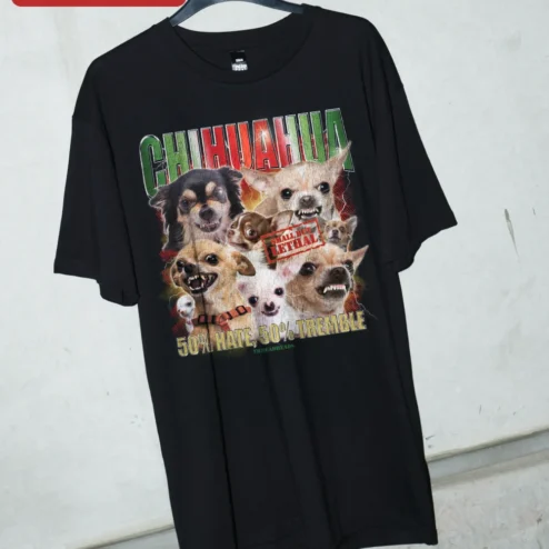 Customer in Chicago, Illinois wearing Chihuahua Small But Lethal Funny Dog Lover Tee Gift for Chihuahua Owners