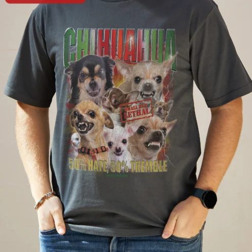 Close-up of Chihuahua Small But Lethal Funny Dog Lover Tee Gift for Chihuahua Owners for streetwear fans in Chicago, Illinois