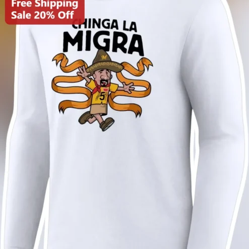 Chinga La Migra Long Sleeve Tee Immigrant Rights Protest Shirt Political Satire Cartoon Design