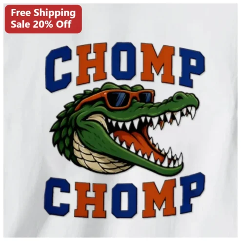 CHOMP CHOMP Funny Alligator Sunglasses Graphic Tee for Kids Reptile Lovers