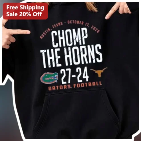 Chomp The Horns Gators Football Hoodie Vintage Florida Gators College Game Day Pullover