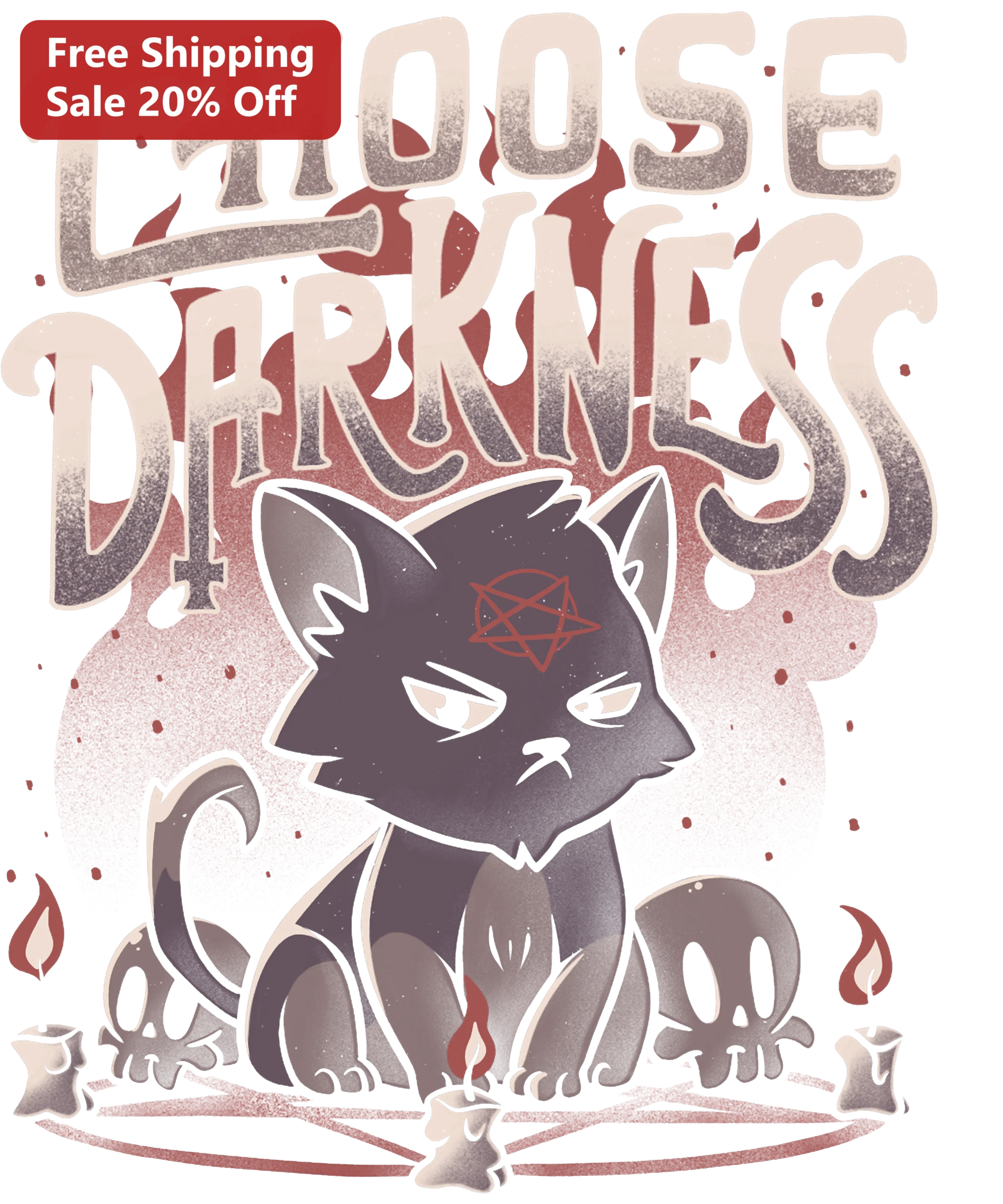 Choose Darkness Tee Cute Evil Black Cat Occult Graphic T-Shirt for Women Men Halloween Goth Witchy Gift