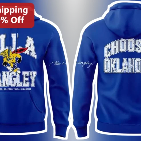 CHOOSIN' OKLAHOMA Pullover Hoodie Ella Langley Signature University of Tulsa Golden Hurricane Gift