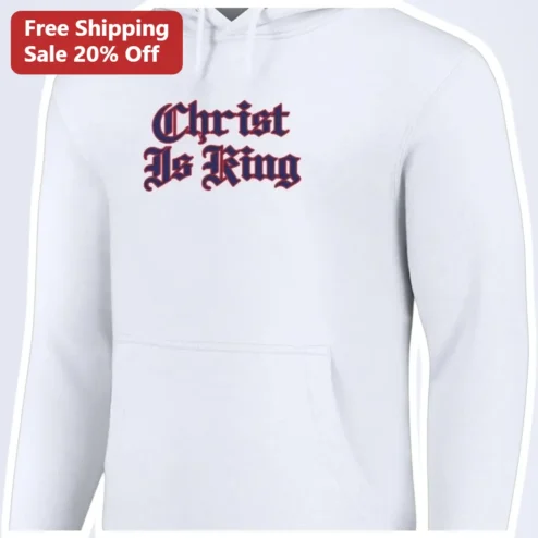 Christ Is King Hoodie Christian Faith Apparel Gothic Lettering Pullover for Men Women