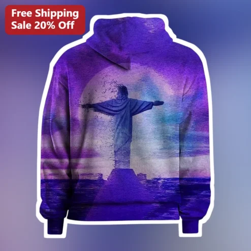 Christ the Redeemer Hoodie Surreal Glitch Art Rio de Janeiro Travel Gift available at our Chicago, Illinois warehouse