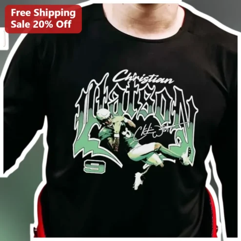 Christian Watson Tee Green Bay Packers NFL Wide Receiver #9 Signature Graphic T-Shirt for Men