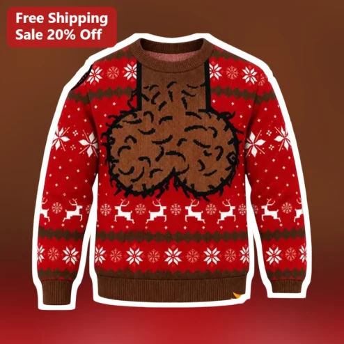Christmas Brain Sweater Funny Ugly Holiday Knit for Psychology Students and Neurology Lovers