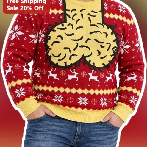 Christmas Brain Sweater Funny Ugly Holiday Knitwear Gift for Scientists and Doctors