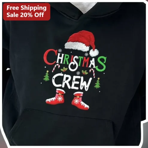 Christmas Crew Hoodie Funny Holiday Party Gift for Family Friends