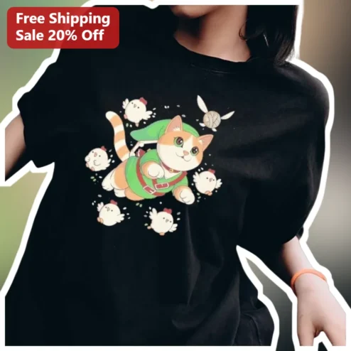 Christmas Elf Cat Tee Cute Kawaii Holiday Graphic T-Shirt Gift for Cat Lovers