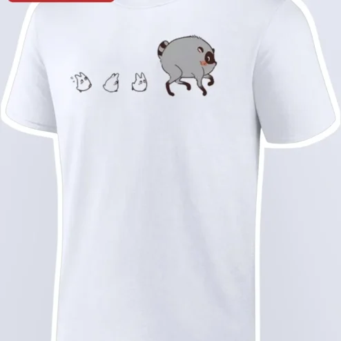 Chubby Raccoon and Rabbits Graphic Tee Cute Cartoon Animal Shirt for Women Men Gift
