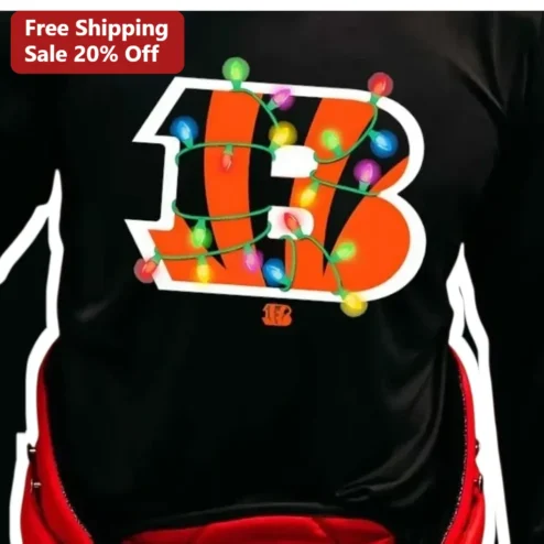 Cincinnati Bengals Christmas Lights Logo Long Sleeve Shirt