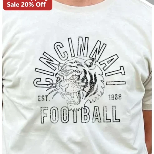 Cincinnati Football Est. 1968 Vintage Tiger Graphic Tee