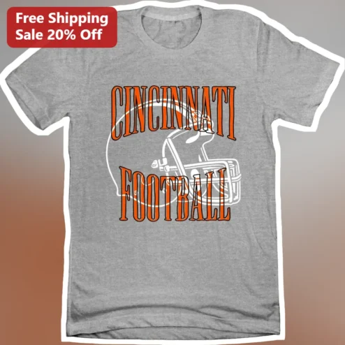 Cincinnati Football Tee Retro Varsity Helmet Graphic T-Shirt for Ohio Fans