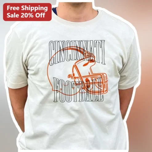 Cincinnati Football Vintage Distressed Helmet Graphic Tee for Men Women