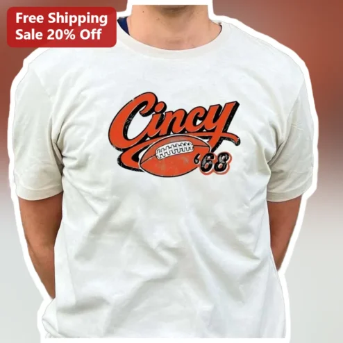 Cincy 68 Tee Cincinnati Est 1968 Vintage Football Graphic T-Shirt for Men Women