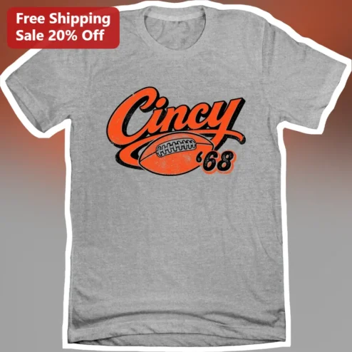 Cincy '68 Vintage Cincinnati Football Retro Graphic Tee for Men Women