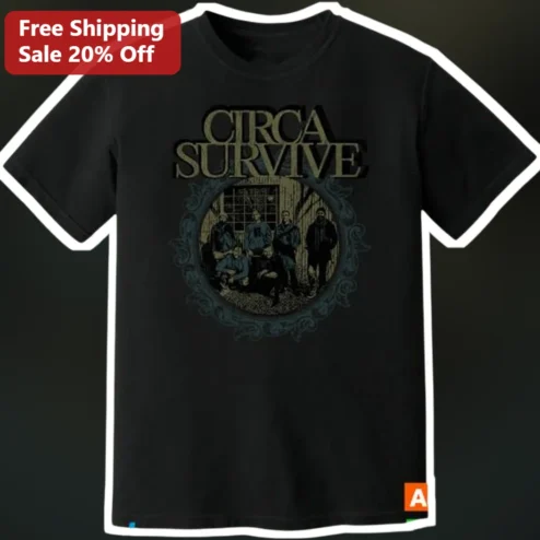 Circa Survive Vintage Rock Band Merch Tee Black Cotton Graphic Shirt