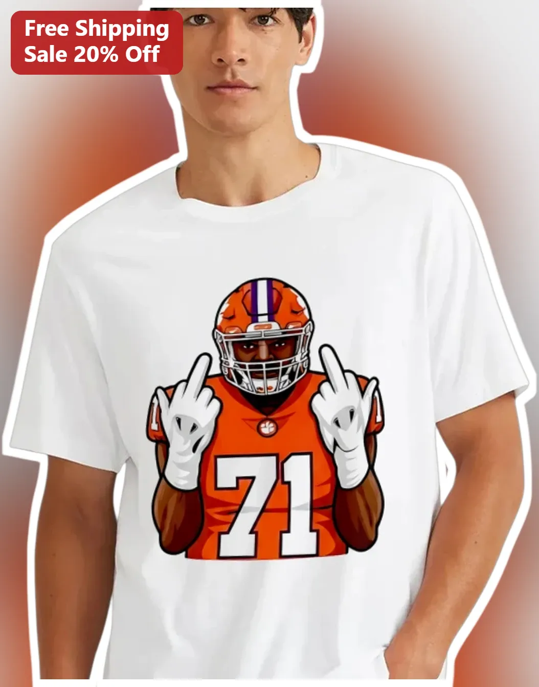 Clemson Football Player Flipping Off Graphic Tee