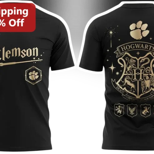 Clemson Hogwarts Tee Harry Potter Mashup Tiger Paw Crest Graphic T-Shirt for Men Women College Fan Gift