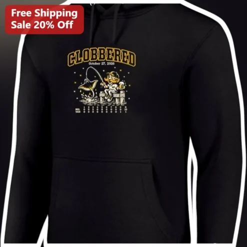 Clobbered Hoodie Funny Leprechaun Fishing Angler Vintage Baseball Score Graphic Sweatshirt for Men Women