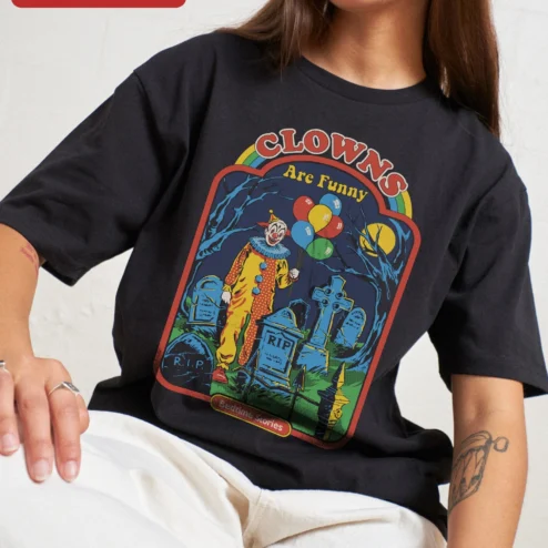 Clowns Are Funny Bedtime Stories Vintage Horror Graphic Tee