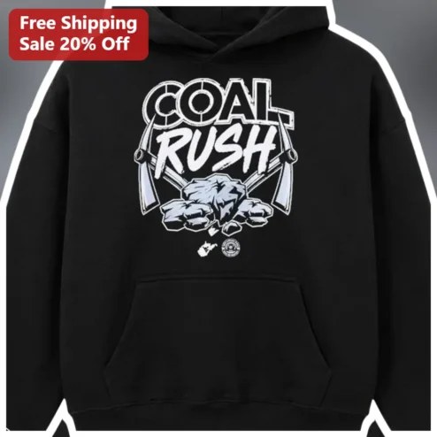 COAL RUSH Hoodie Vintage WVU Mountaineers College Football Fan Gift Black Pullover