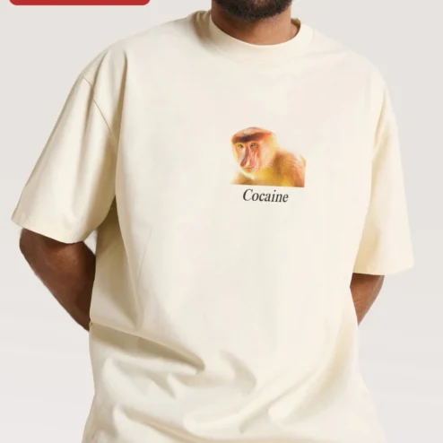 Customer in Chicago, Illinois wearing Cocaine Tee Surreal Proboscis Monkey Graphic Oversized Streetwear Shirt