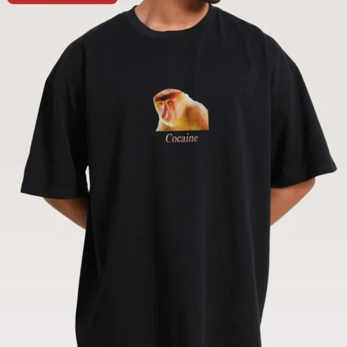 Cocaine Tee Surreal Proboscis Monkey Graphic Oversized Streetwear Shirt