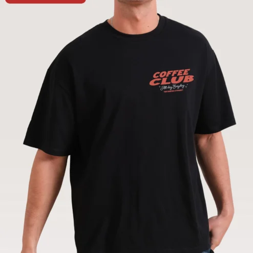 COFFEE CLUB All Day Erryday Tee Vintage Typography Coffee Lover Gift on a hanger, ready to ship from Chicago, Illinois