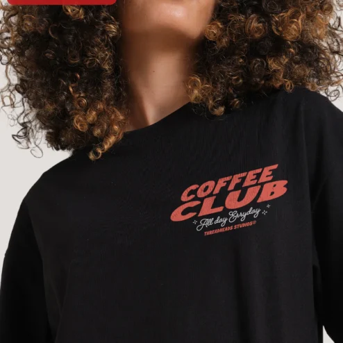 Coffee Club All Day Everyday Tee for Coffee Lovers Barista Gift on a hanger, ready to ship from Chicago, Illinois