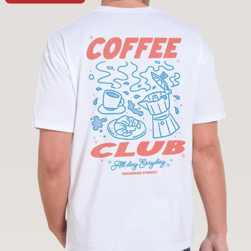 Customer in Chicago, Illinois wearing Coffee Club All Day Everyday Tee for Coffee Lovers Barista Gift