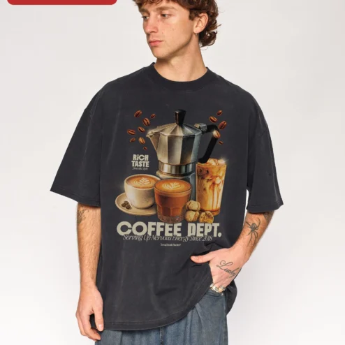 Coffee Dept Serving Up Nervous Energy Since 2018 Graphic Tee for Coffee Lovers