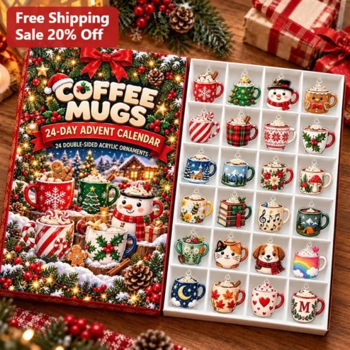 Coffee Mugs Ornament Christmas Tree Decor Holiday Gift for Coffee Lovers Personalized Acrylic