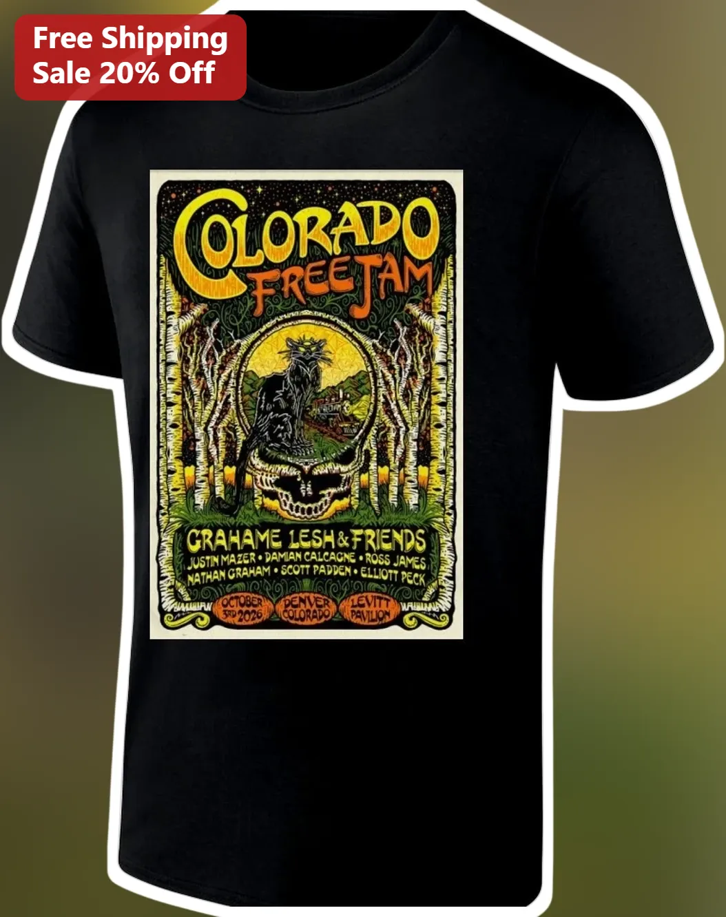 Colorado Free Jam Ft. Grahame Lesh Friends Tee