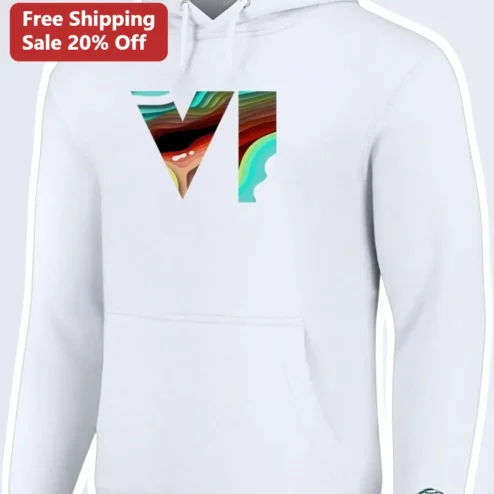 Colorful Abstract V Logo Hoodie Modern Vibrant Gradient Art Unisex Pullover