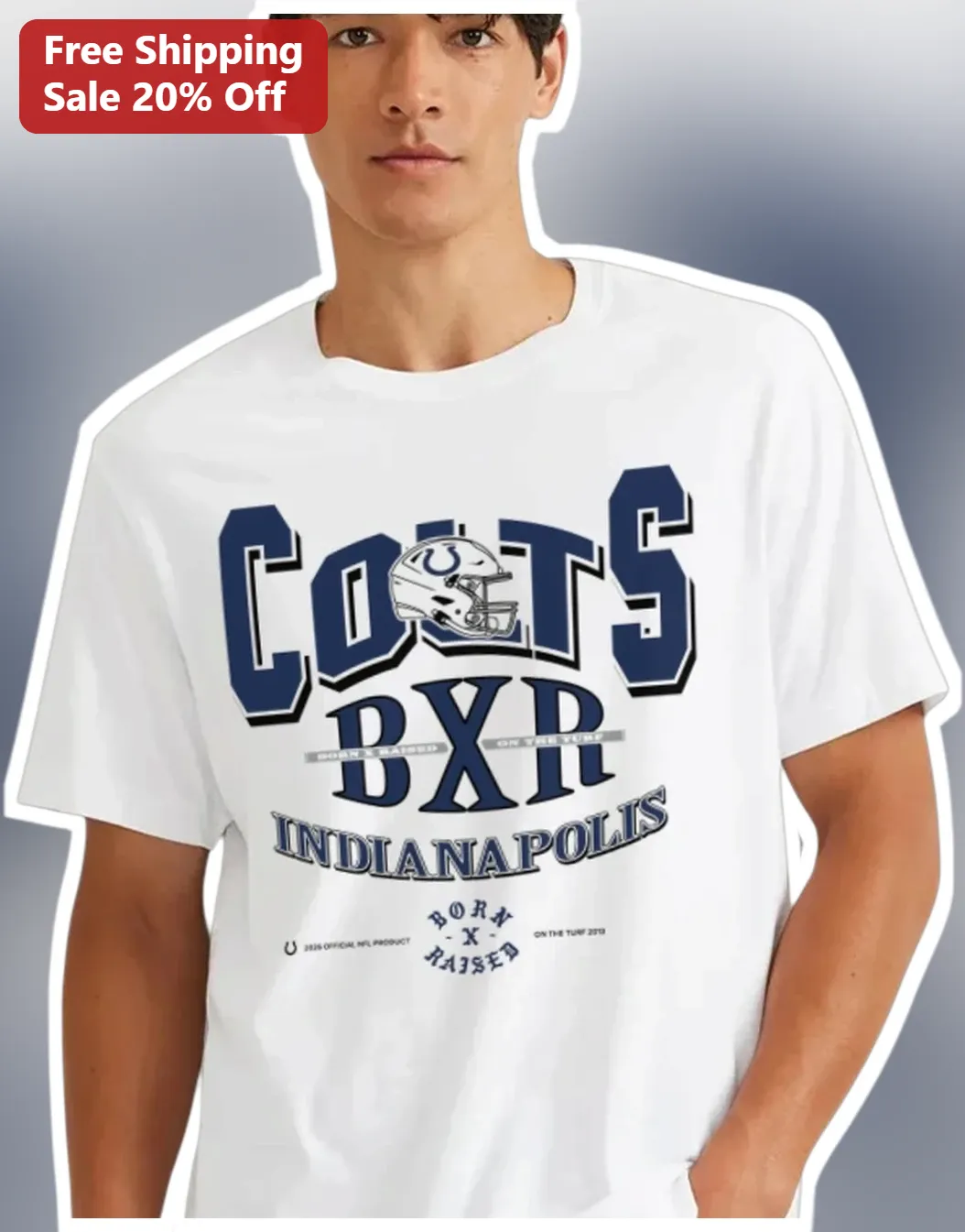 Colts BXR Born Raised On The Turf Indianapolis NFL Fan Graphic Tee