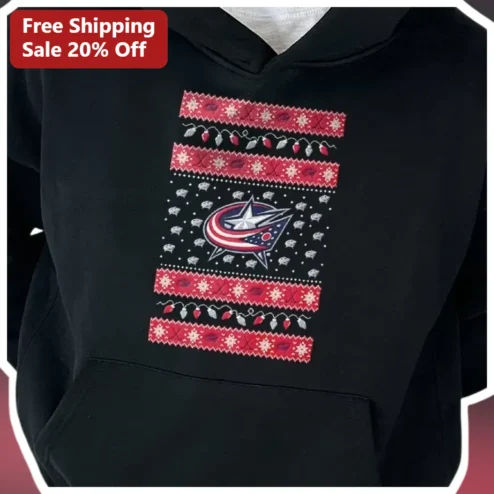 Columbus Blue Jackets Ugly Christmas Sweater Hoodie NHL Holiday Fan Gift Apparel