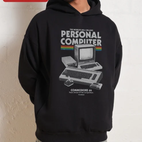 Commodore 64 Retro Computer Hoodie Vintage Tech Gift for Programmers and Gamers