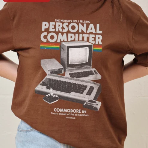Commodore 64 Retro Computer Tee World's No.1 Selling Personal Computer Vintage Tech Gift on a hanger, ready to ship from Chicago, Illinois