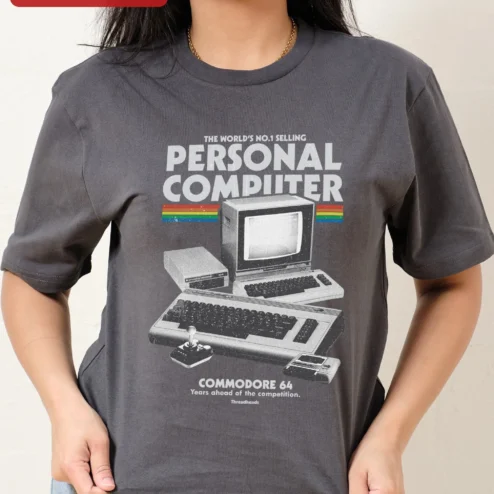 Customer in Chicago, Illinois wearing Commodore 64 Retro Computer Tee World's No.1 Selling Personal Computer Vintage Tech Gift