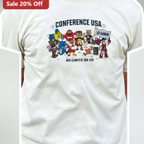 Conference USA No Limits On Us Retro Mascot Graphic Tee College Football Fan Apparel
