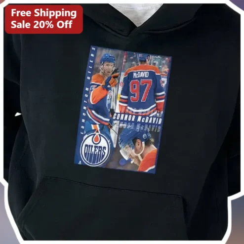 Connor McDavid Edmonton Oilers Hoodie NHL Hockey Fan Apparel Black Fleece Pullover