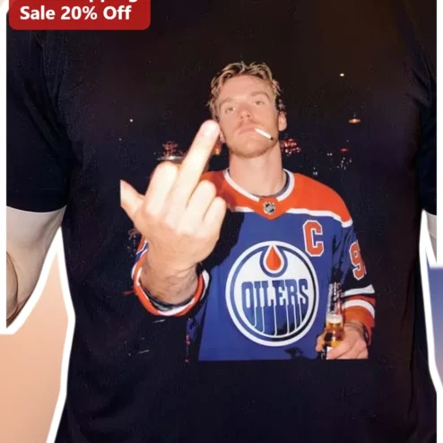 Connor McDavid Funny Meme Tee Black Cotton Graphic T-Shirt for Edmonton Oilers NHL Fans