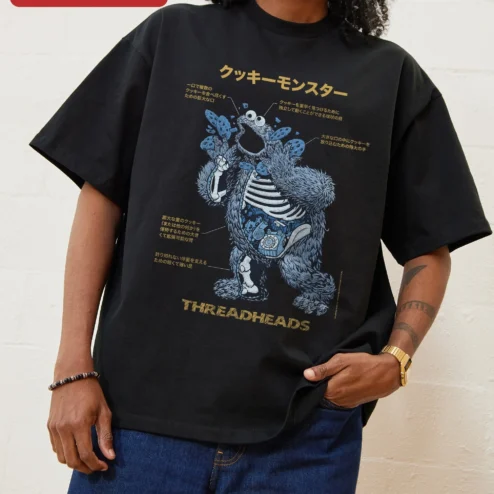 Cookie Monster Anatomy Diagram Tee Sesame Street Funny Science Graphic T-Shirt