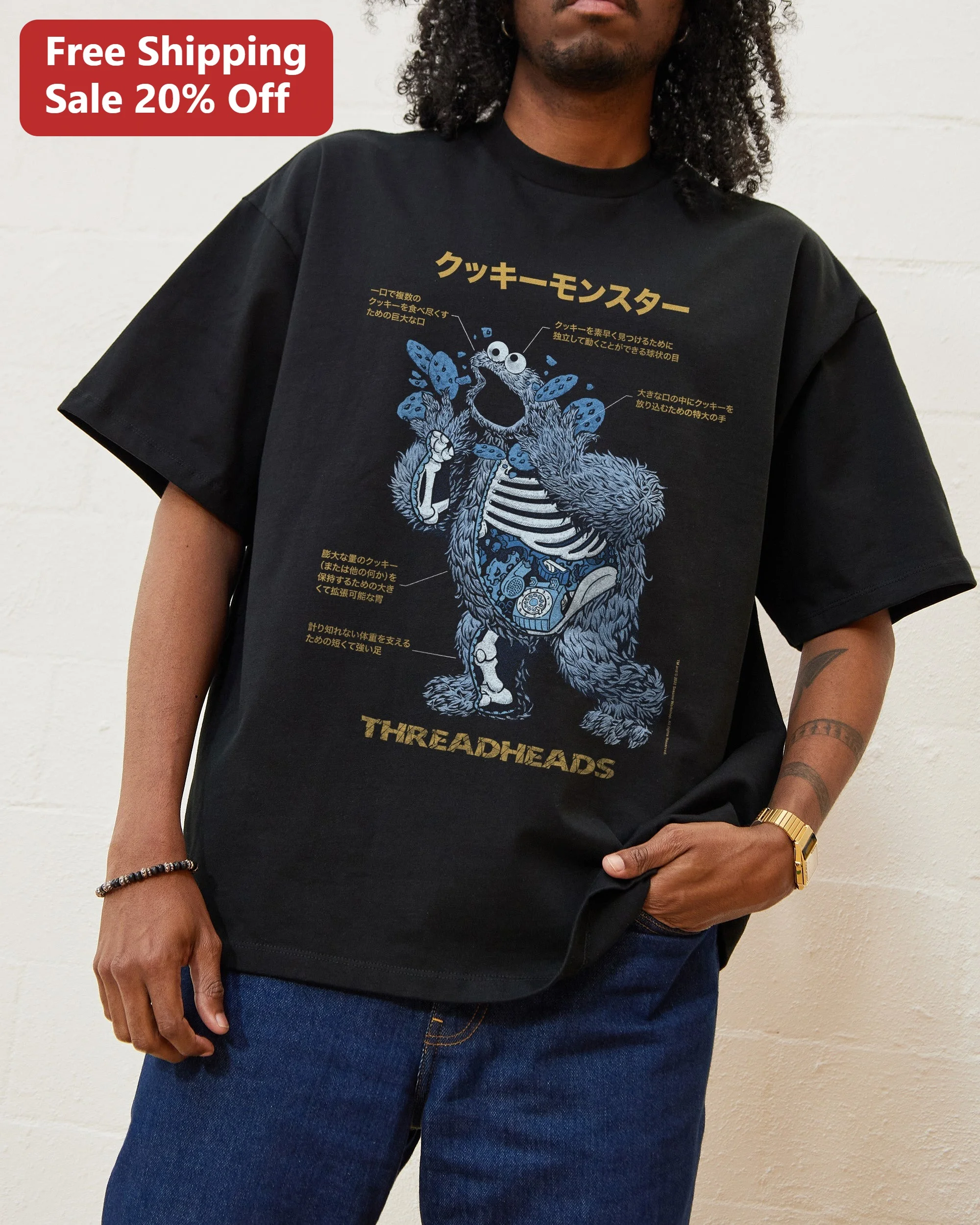 Cookie Monster Anatomy Diagram Tee Sesame Street Funny Science Graphic T-Shirt