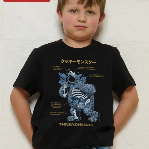 Cookie Monster Anatomy Japanese Graphic Tee Sesame Street Kids Shirt