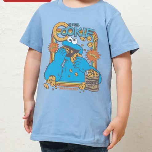 Cookie Monster C Is For Cookie Kids Tee Retro Vintage Sesame Street Toddler Shirt